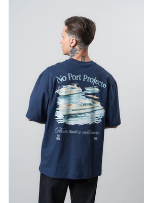 Respire Erkek No Port Baskılı Oversize T-Shirt Lacivert