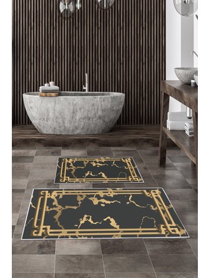 PremiumPort Kaymaz Taban Dijital Banyo 2'li Klozet Takımı Siyah Alanur Trend