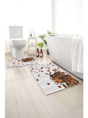 PremiumPort Yumuşak ve Kaymaz 2'li Banyo Paspası, Yıkanabilir, 60X100 ve 50X60 Boyutlarda