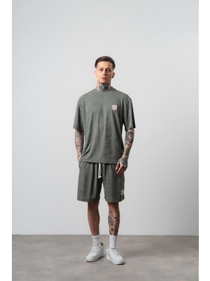 Respire Erkek Route 07 Arma Detaylı Regular Fit T-Shirt Şort Takım Haki