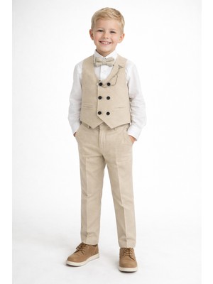tinytrends Erkek Çocuk Takım Elbise Yelekli Papyonlu