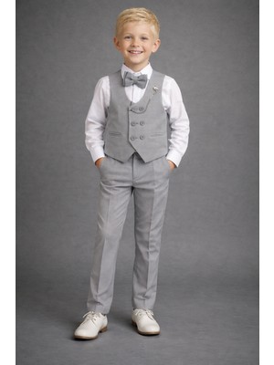 tinytrends Erkek Çocuk Takım Elbise Yelekli Papyonlu