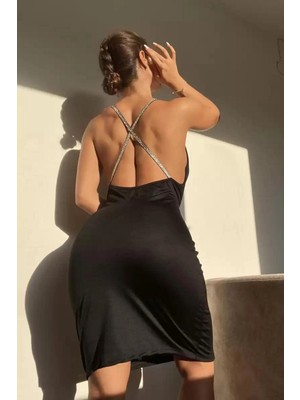 Bigümex Sırt Dekolteli Mini Fantezi Elbise