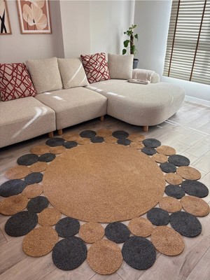 MaVaux Natura Nil Serisi Papatya Model – El Örgüsü Hasır Görünümlü Modern Dekorayson Kilim, Salon Kilimi