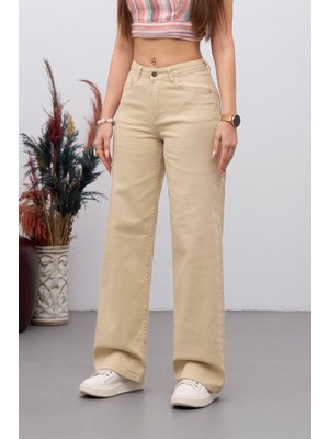 Bikelife Kadın 90's Esnek Wide Leg Salaş Palazzo Kot Pantolon
