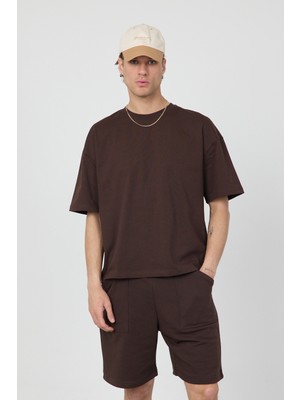 Gothamvibes Erkek Chill Boxy Premium Kahverengi T-Shirt