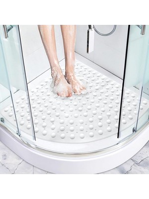 PremiumPort Köşe Banyo Duş Paspası ve Duşakabin Paspasları, Tahliye Delikli 54X54 cm