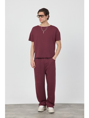 Gothamvibes Erkek Blank Boxy Bordo T-Shirt
