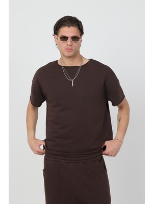 Gothamvibes Erkek Blank Boxy Kahverengi T-Shirt