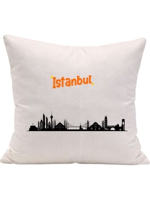 Çılgıntrend Modern Istanbul Baskılı Hediyelik Yastık Kılıfı - Minimalist Dekorasyon