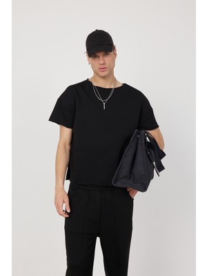 Gothamvibes Erkek Blank Boxy Siyah T-Shirt
