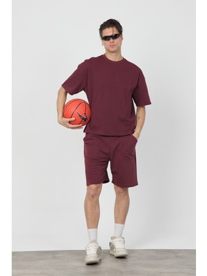 Gothamvibes Erkek Blank Bordo Şort