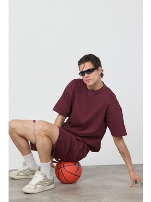 Gothamvibes Erkek Chill Boxy Premium Bordo T-Shirt