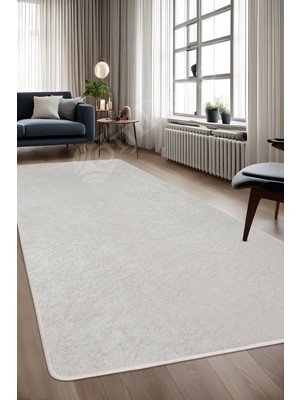 PremiumPort Parıltılı Halı Krem, Yıkanabilir, Kaymaz, Ince Yolluk 80X120