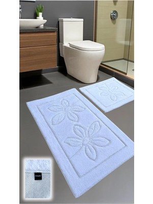 PremiumPort Yenice Pamuklu Banyo Paspası Takımı – 2’li, Dokuma Tabanlı, Yumuşak Tasarım