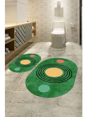 PremiumPort Yıkanabilir ve Kaymaz Tabanlı Oval Banyo Klozet Takımı Yeşil