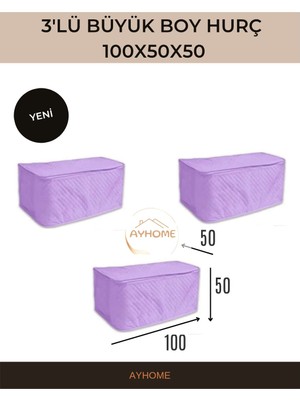AY Home  Çeyizlik  Büyük  Boy Yorgan DÖŞEK YASTIK HURCU  100 X 50  CM  EBATINDA  Fermuarli  Tela   Kumaş Lıla   Renk Mega  Boy   Hurç  Yıkanabilinir  Katlanabilinir   Çok  Amaçlı  Hurç
