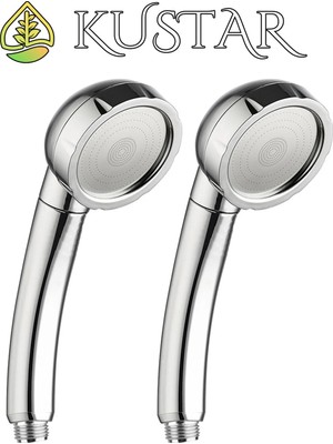 Kustar 2 Adet Krom Tasarruflu Banyo Duş Başlığı Tazyikli El Duşu Az Su ile Yüksek Basınç Paslanmaz Panel