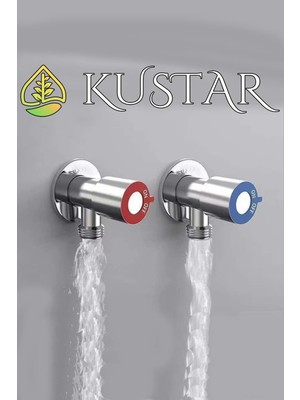 Kustar 2'li Inox Aç Kapa Sıcak Soğuk Su Ara Musluğu Taharet Musluğu Batarya Flex Bağlantı Musluğu