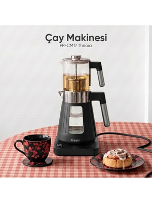 Fressi Dijital Standlı | 12 Saat Sıcak Tutma Ayarlı | Cam Çay Makinesi CM17 Theora
