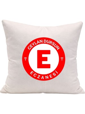Çılgıntrend Eczacılara Özel Tasarım Kırlent Kılıfı - Eczane Ismi Yazılabilir
