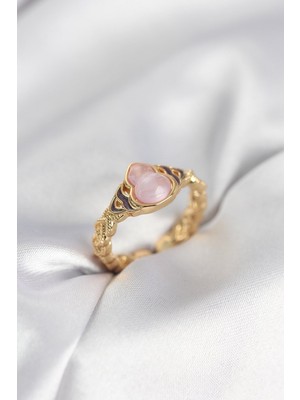 Epilons Gold Renk Pembe Damla Model Kadın Yüzük - TJ-BYK3999