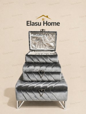 Elasu Kadife Kaplı Takı & Çok Amaçlı Saklama Sandığı Seti-Elasu Home