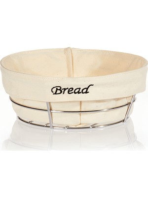 Romans Metal Ekmek Sepeti Oval - Bread Nakışlı