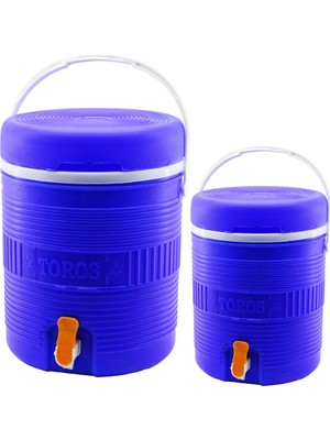 Toros  2li Set=14+6lt   Yuvarlak   Termos   Mavi Plastik  Musluklu - Taşıma Kulplu BRKT-501575 (