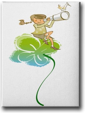 Özgürce Renkli Çocuk Dürbünlü Kanvas Tablo, Eğlenceli ve Şık Dekorasyon