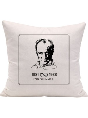 Çılgıntrend Mustafa Kemal Atatürk Temalı 1881-1938 Sonsuzluk Detaylı Kırlent Kılıfı