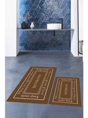 PremiumPort Yıkanabilir, Kaymaz, Desenli, Bathroom, Banyo, Paspası, Klozet Takımı