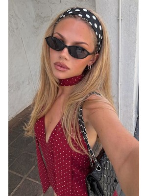 Bahels Kadın Siyah Renk Puantiyeli Saç Bandı, Bandana