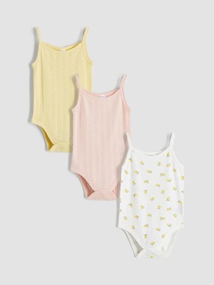 LC Waikiki Askılı Kız Bebek Çıtçıtlı Body 3 Lü  (S6)
