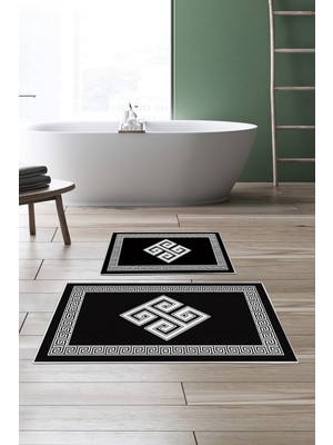PremiumPort Kaymaz Taban Dijital Banyo 2'li Klozet Takımı Siyah Alanur Trend