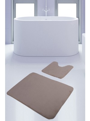 PremiumPort Yumuşak Vizon Banyo Paspası Seti 2'li Kaymaz Deri Tabanlı Yıkanabilir