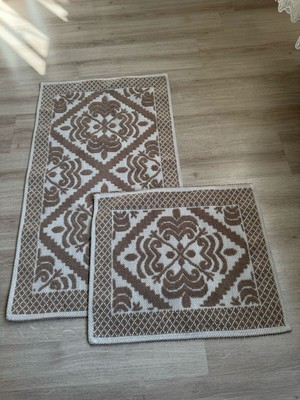 PremiumPort Doğal Pamuk 2'li Banyo Paspas Seti 60X100, 60X50, Kaymaz Taban, Makinede Yıkanabilir