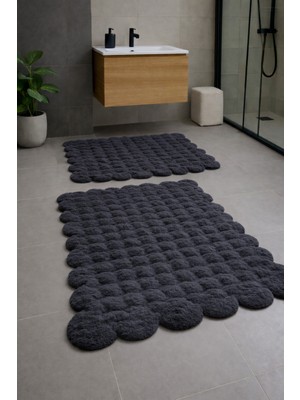 PremiumPort Modern Papatya Şekilli Kaymaz Banyo Klozet Takımı, 80X120-60X80 cm
