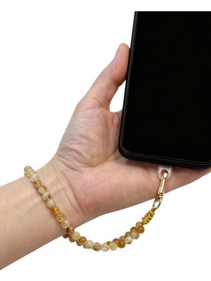 Pozitif Doğal Taş Telefon Bilek Askısı Sitrin Doğal Taş 432-2