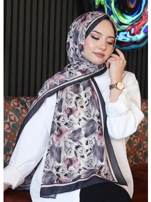 Afvente Soft Gül Desen Lavanta Soft Pamuk Şal