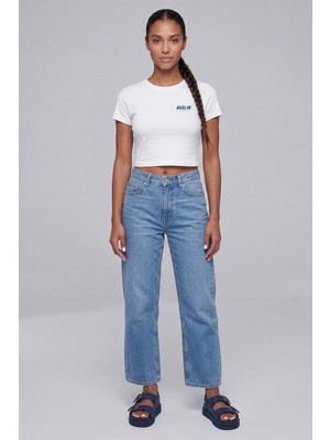 Backlain Mod Style Kadın Deniz Kabuğu Baskılı Crop Tişört Yaz Konsept %100 Pamuk