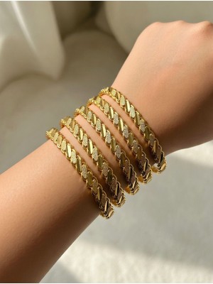 desenli adana burma bilezik  özel gün şık 22 ayar gold renk 5'li set