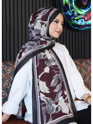 Afvente Lale Desen Bordo Soft Pamuk Şal