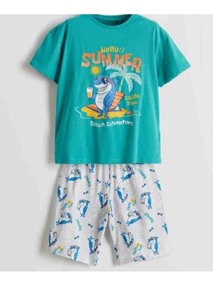 Lc Waikiki Kids Bisiklet Yaka Erkek Çocuk Şortlu Pijama Takımı