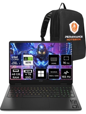 HP Omen 16 Core Ultra 7 255H RTX 5070 8GB 48GB RAM 4TB SSD 16" FHD+ 165Hz Win11 Pro BQ1Y6EAPN430 Gaming Laptop + Per4 Çanta