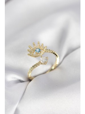 Epilons Gold Renk Göz Model Zirkon Taşlı Kadın Yüzük - TJ-BYK4074