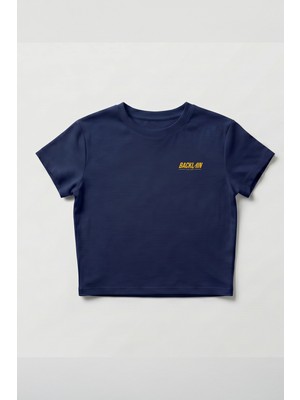 Backlain Mod Style Kadın Deniz Kabuğu Baskılı Crop Tişört Yaz Konsept %100 Pamuk