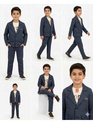 Modenya 2-9 Yaş Jagger Kumaş 3 Parça Çocuk Takımı