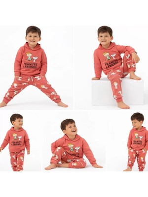 Modenya 2-5 Yaş Kapşonlu Baskılı 2 Li Çocuk Takımı