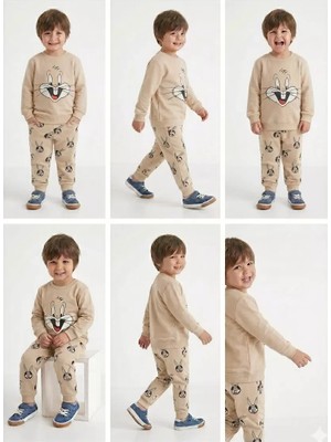 Modenya 2-5 Yaş Tavşan Baskılı 2 Li Çocuk Takımı